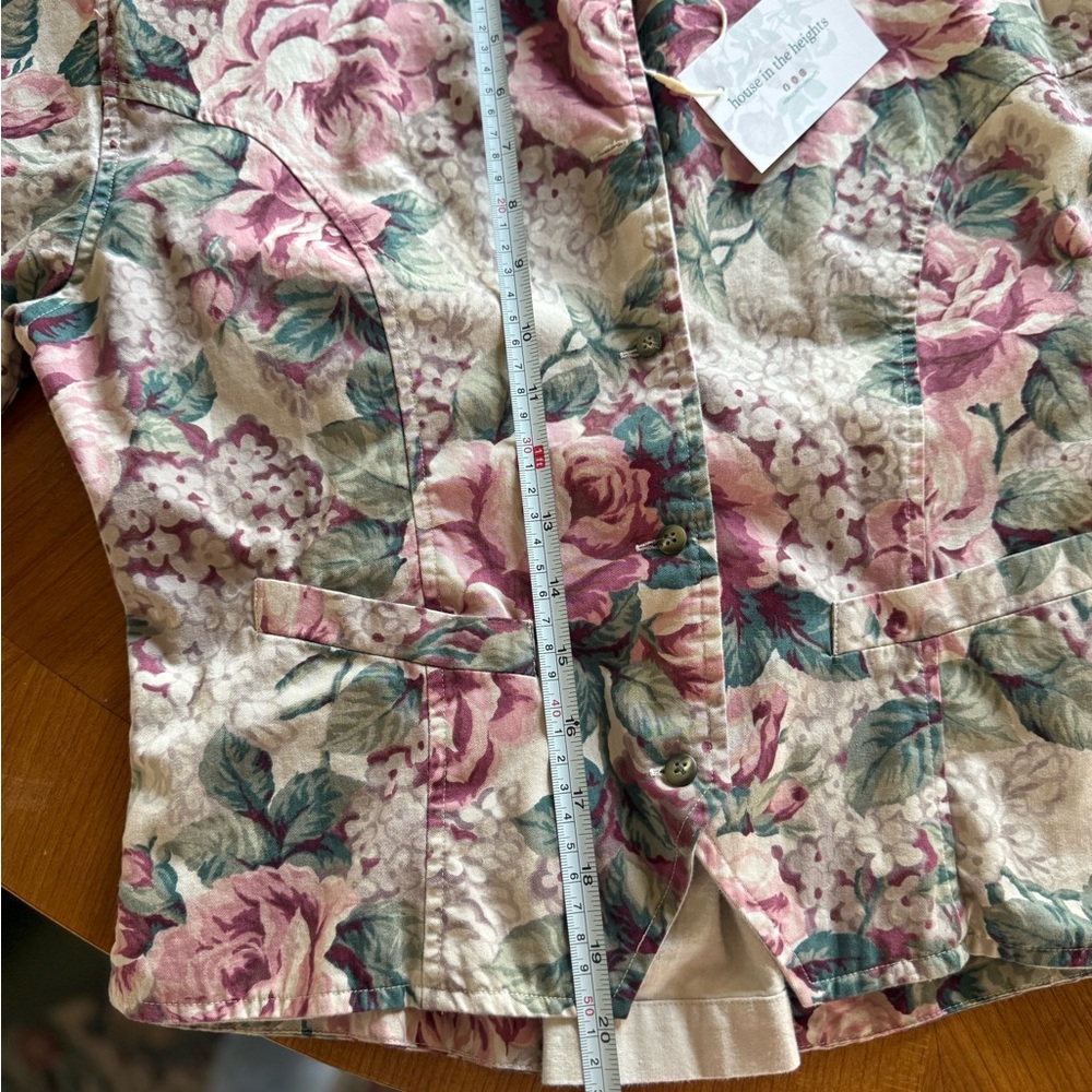 Banana Republic Floral Button-Front Blouse in Pink, Green, Cream - Picture 10 of 10